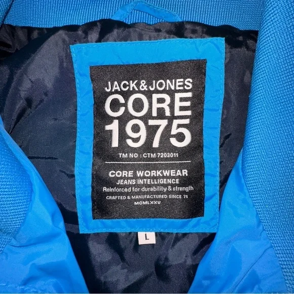 Jack & Jones Core 1975 Blue Lightweight Jacket Large - Picture 3 of 7